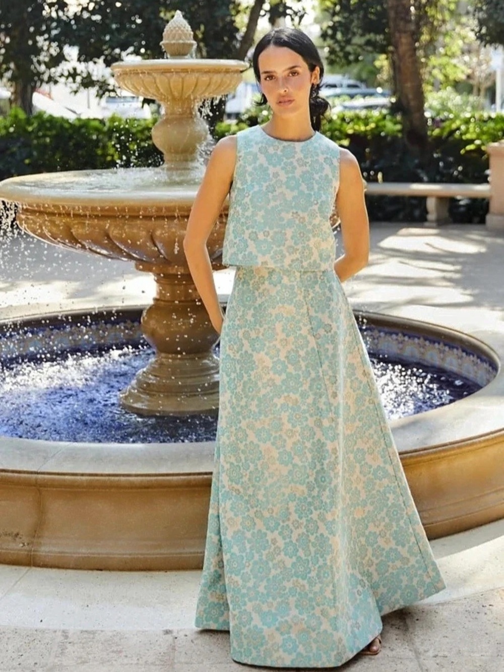 Buru NWT Guest Skirt & Audrey Top SET - Aqua Brightline - Size M